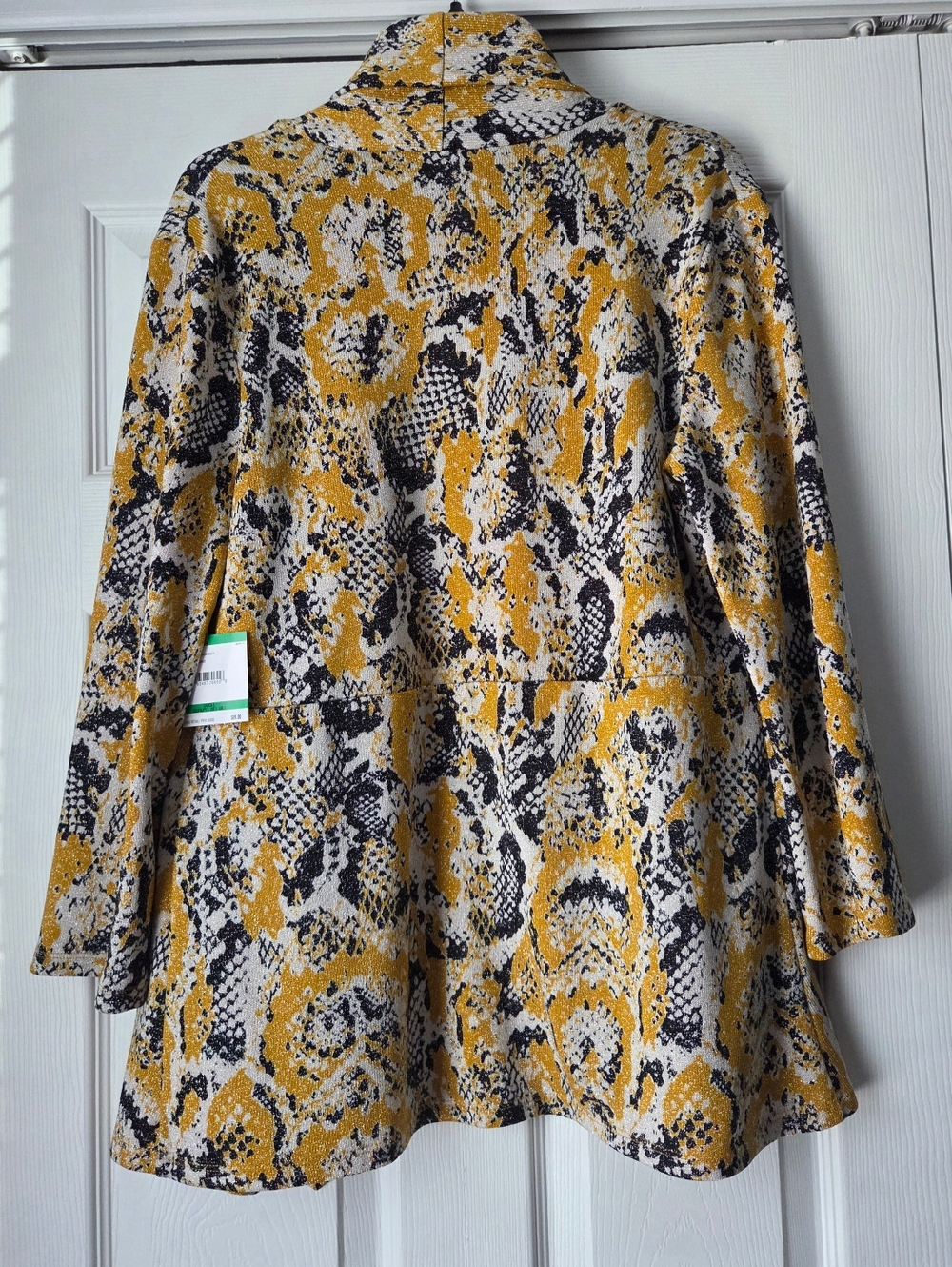 NWT Kasper Gold Snake-Print Open Front Cardigan Sweater Size L - Picture 9 of 15